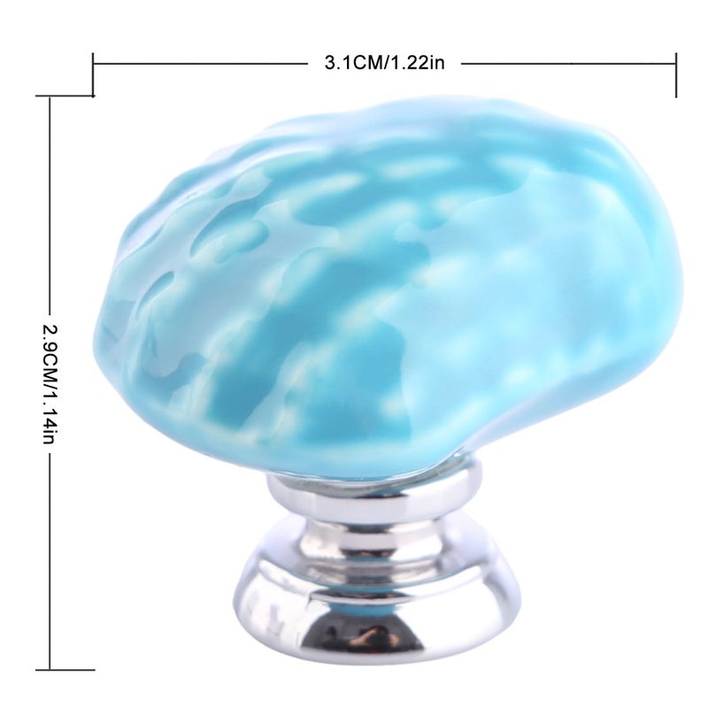 Joyindecor Ceramic Seashell Nautical Drawer Pulls Handles for Kitchen Cabinet Dresser Cupboard Wardrobe, Beach/Ocean Theme Knobs Coastal Dreseer Knobs, Pack of 6 (Blue) - Image 2